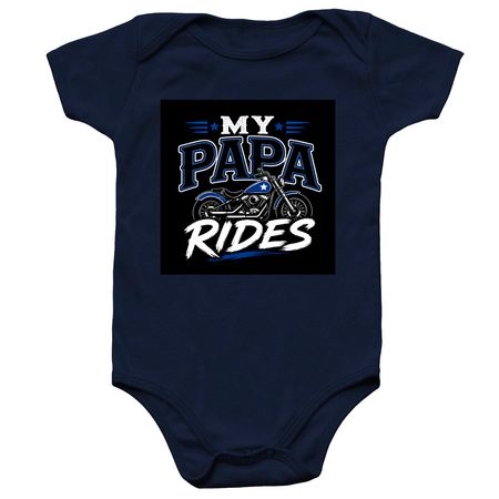 My Papa Rides Onesie, a Navy Infant Onesie