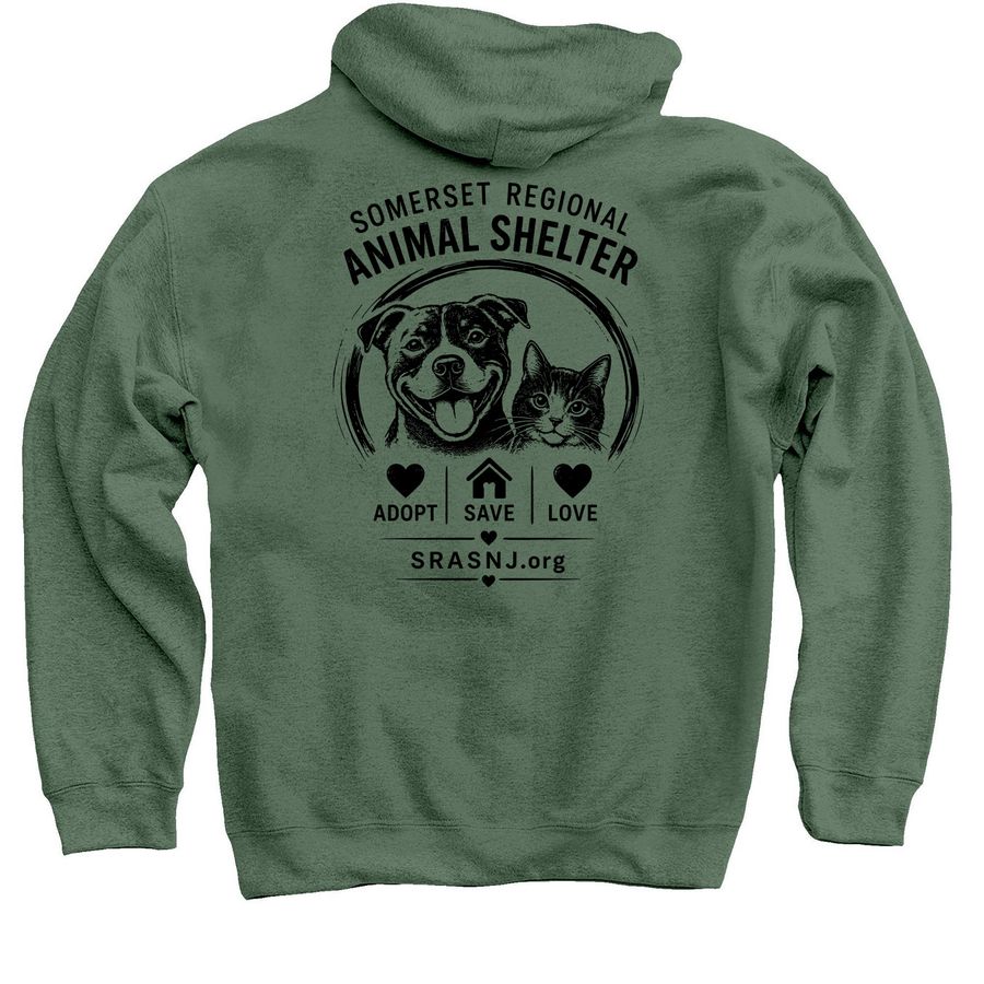 Adopt Save Love Fundraiser, a Military Green Pullover Hoodie
