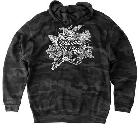 Queering in the Field, a Black Camo Heavyweight Camo Pullover Hoodie