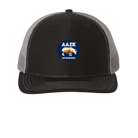 AAZKSF Hats, a Black/ Charcoal Printed Snapback Trucker Cap