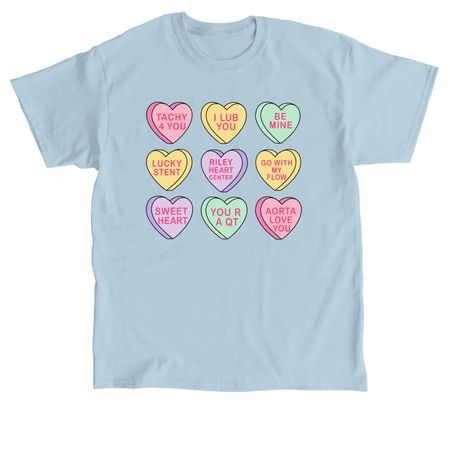 Conversation Hearts for Riley, a Light Blue Classic Unisex Tee