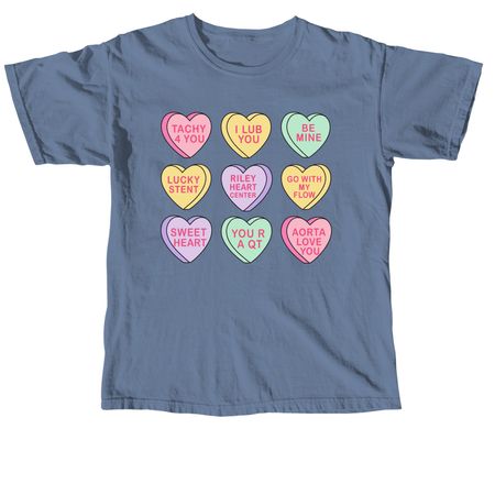 Conversation Hearts for Riley, a Blue Jean Comfort Colors Unisex Tee