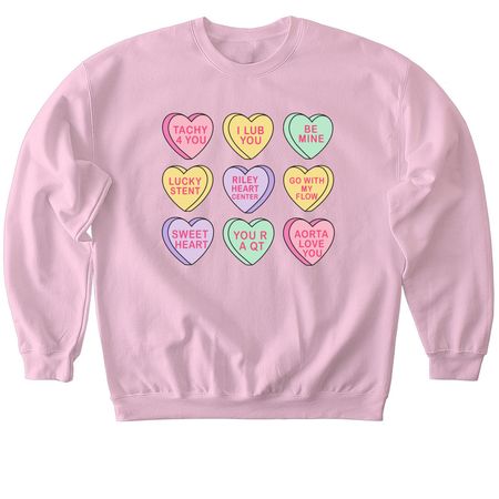 Conversation Hearts for Riley, a Light Pink Softstyle Crewneck Sweatshirt