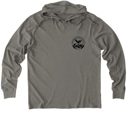 Eco-Friendly & 100% Cotton - Black Logo, a Driftwood Grey Allmade Organic Cotton Mineral Dye Hoodie Tee