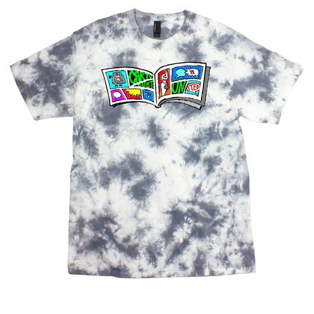 Comic Spread, a Grey Crystal Tie Dye Tee