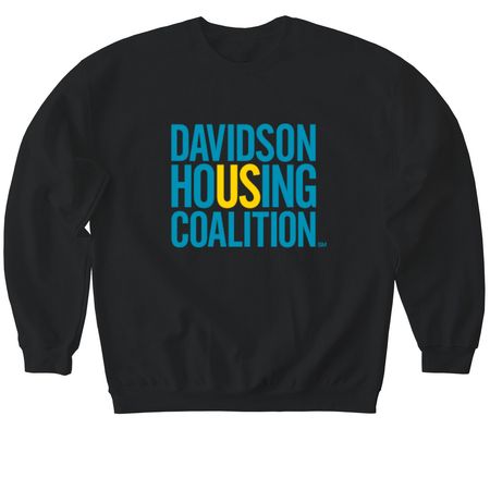 Affordable housing is tops!, a Black Softstyle Crewneck Sweatshirt