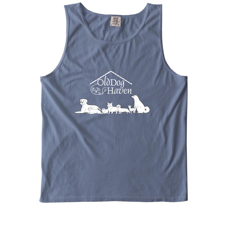 Old Dog Haven, a Blue Jean Comfort Colors Tank Top