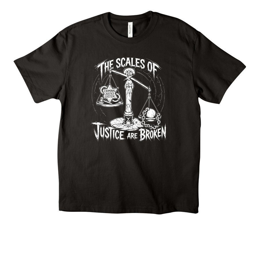 SCALES OF JUSTICE II, a Black Unisex Heavyweight Tee