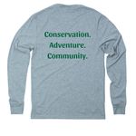 Apparel - Green Text, a I Like You Blue Allmade Eco Triblend Long Sleeve Tee (back-view)