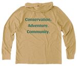Apparel - Green Text, a Golden Wheat Allmade Organic Cotton Mineral Dye Hoodie Tee (back-view)