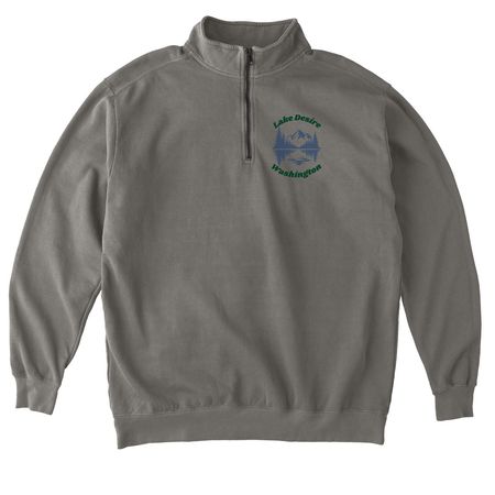 Save Lake Desire, a Grey Comfort Colors Quarter Zip Pullover