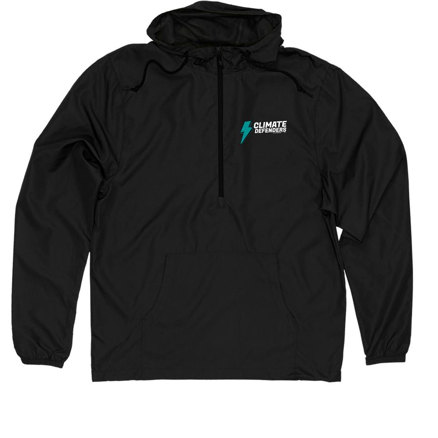 Climate Defender Windbreaker Green lightning, a Black Quarter-Zip Windbreaker