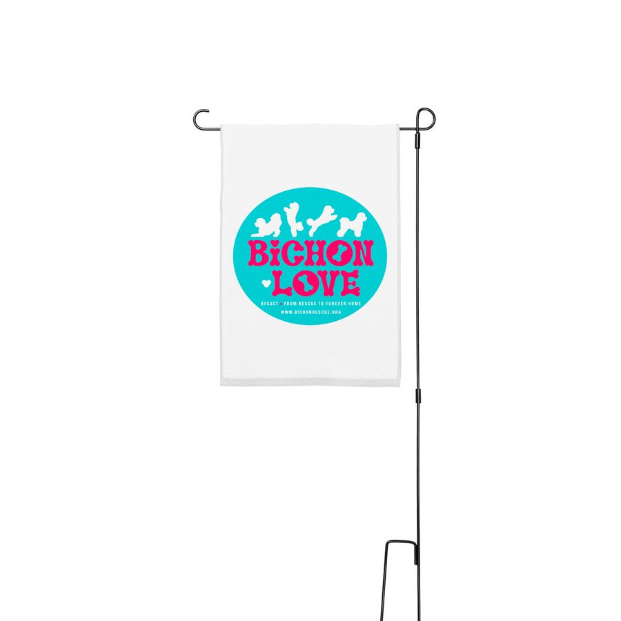 BFCACT Bichon Love, a White 12" x 18" Yard Flag with Stake