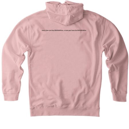 BiblioTiddies Bottle Apparel (light), a Dusty Pink Heavyweight Pullover Hoodie (back-view)