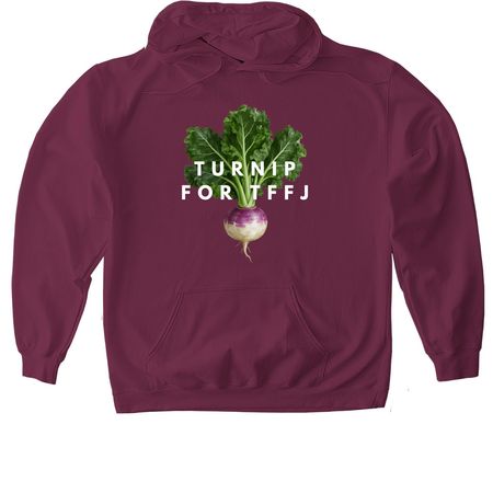 Turnip For TFFJ, a Maroon Gildan Softstyle Pullover Hoodie