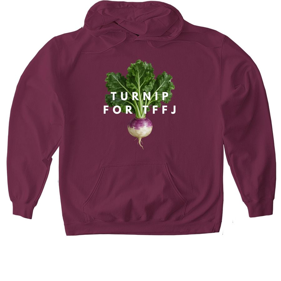Turnip For TFFJ, a Maroon Gildan Softstyle Pullover Hoodie