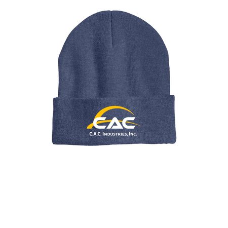 CAC Beanies, a Heather Navy Printed Cuffed Beanie
