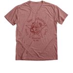 Serving up second chances, a Heather Mauve Premium V-Neck Tee (back-view)