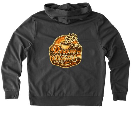 Roam & Refuel Vintage Coffee Adventure Hoodie, a Terrain Grey Allmade Organic French Terry Zip Up Hoodie