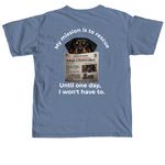 End the need for rescue ( Soft Colors), a Blue Jean Comfort Colors Unisex Tee (back-view)
