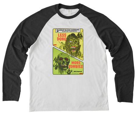 More Zombies, a Space Black/ Bright White Allmade Eco Triblend Colorblock Raglan Long Sleeve Tee