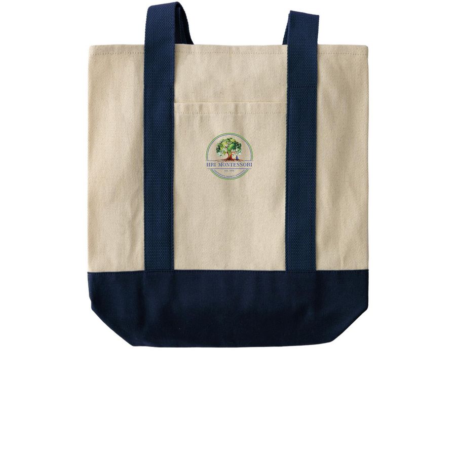 Two-Tone Grocery Tote Bag&nbsp;, a Natural/Navy Two-Tone Grocery Tote Bag