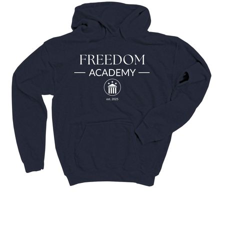 Freedom Academy Merch Sale, a Navy Youth Pullover Hoodie