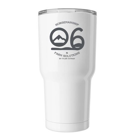 O6 Horsemanship and Farm Solutions Tumbler., a White Insulated Tumbler