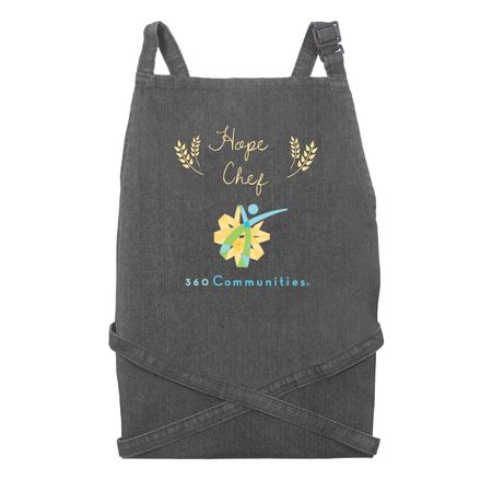 360 Hope Chef Apron, a Black Denim Recycled Denim Bib Apron