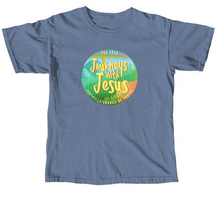 Journeys with Jesus, a Blue Jean Comfort Colors Unisex Tee