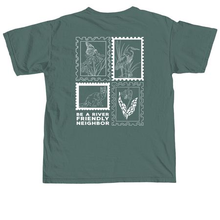 Be a River Friendly Neighbor, a Blue Spruce Comfort Colors Unisex Tee