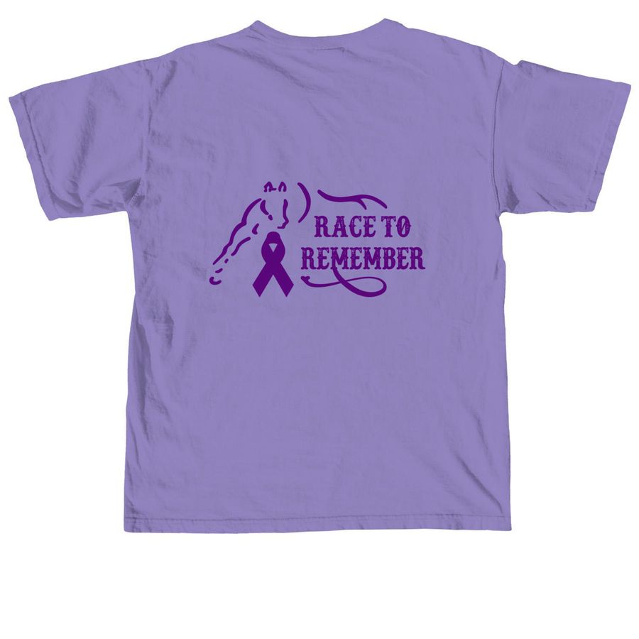 Racing for Al?s Memories&nbsp;, a Violet Comfort Colors Unisex Tee (back-view)