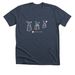 Three little Humanex birds, a Heather Midnight Navy Premium Unisex Tee