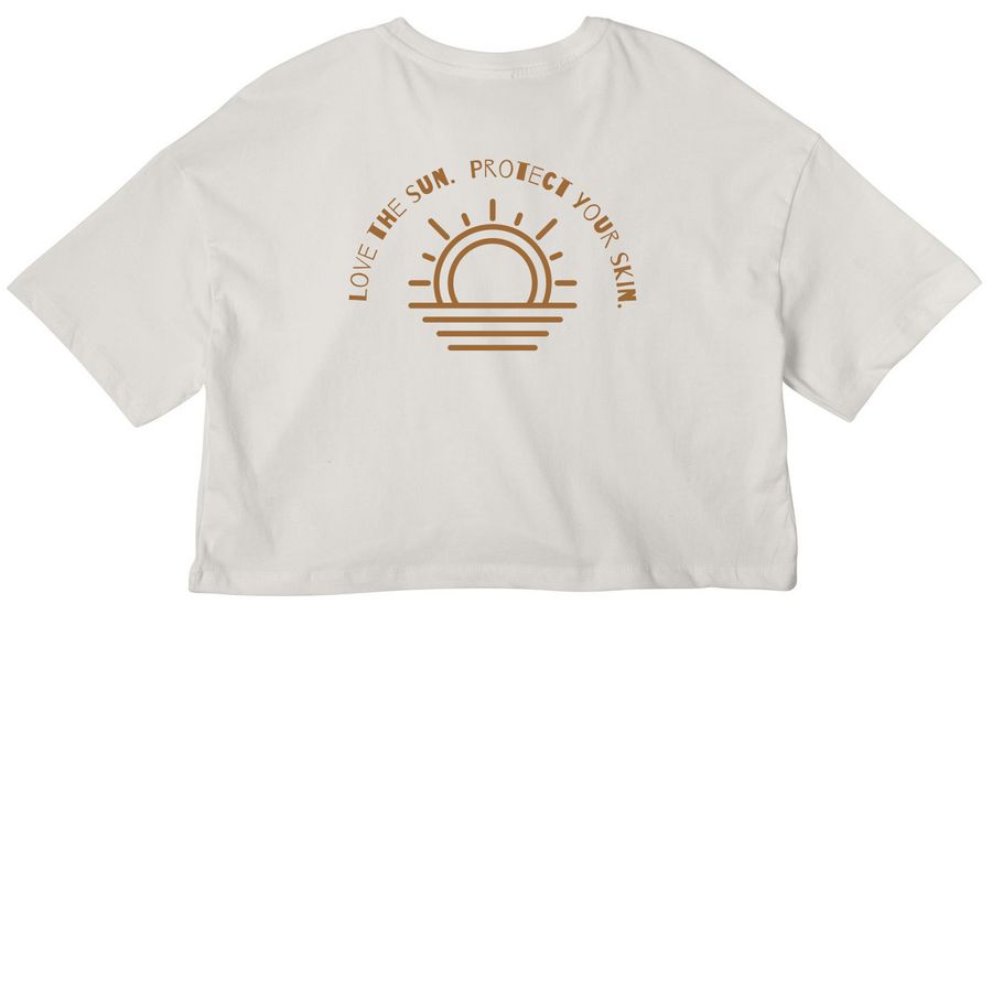 Sunleisurist, a Vintage White Women?s Cropped Cotton Tee (back-view)