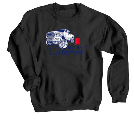 Ultra Cammed (Dodge) ?, a Black Crewneck Sweatshirt
