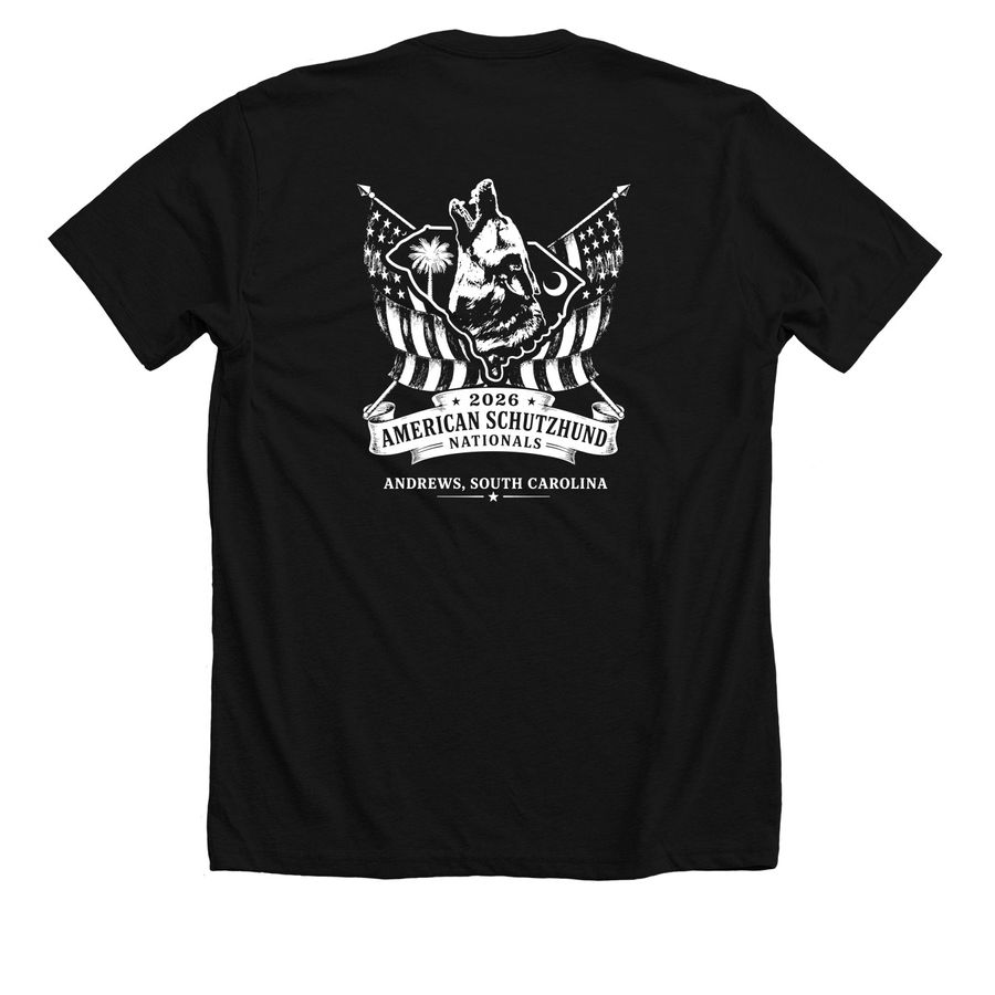 2026 American Schutzhund Nationals, a Solid Black Blend Premium Unisex Tee (back-view)