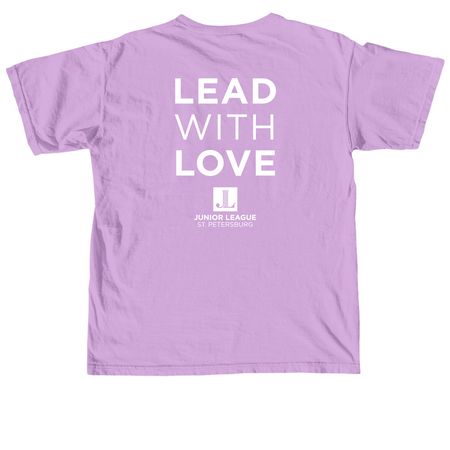 JLSP Rainbow Pride Tee (2-Sided Print), a Neon Violet Comfort Colors Unisex Tee (back-view)