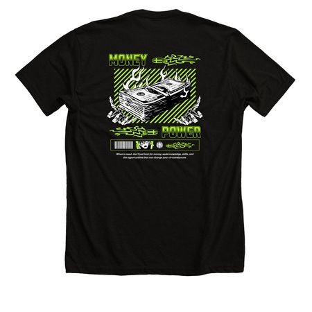 GRND: Money. Power. No Days Off., a Solid Black Blend Premium Unisex Tee (back-view)