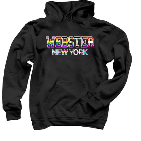 Webster NY Pride Flag Shirt, a Black Pullover Hoodie
