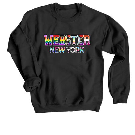 Webster NY Pride Flag Shirt, a Black Crewneck Sweatshirt