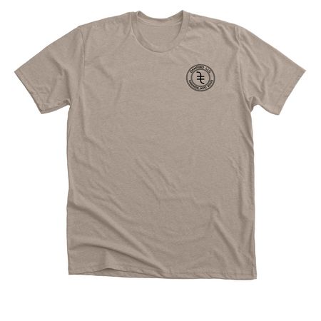 DAMFINO Tee, a Heather Stone Premium Unisex Tee (back-view)