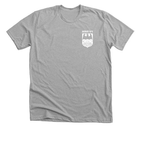 Akron GFS White Crest Front & Back, a Athletic Heather Premium Unisex Tee