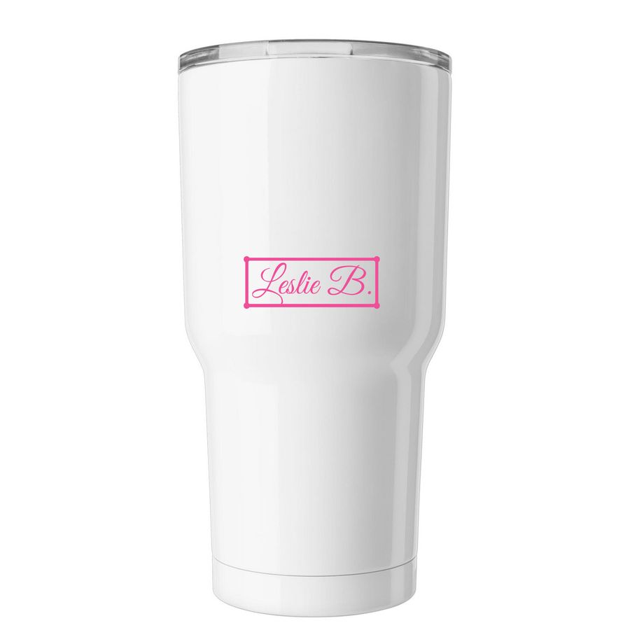 Clever Tumbler, a White Insulated Tumbler (back-view)