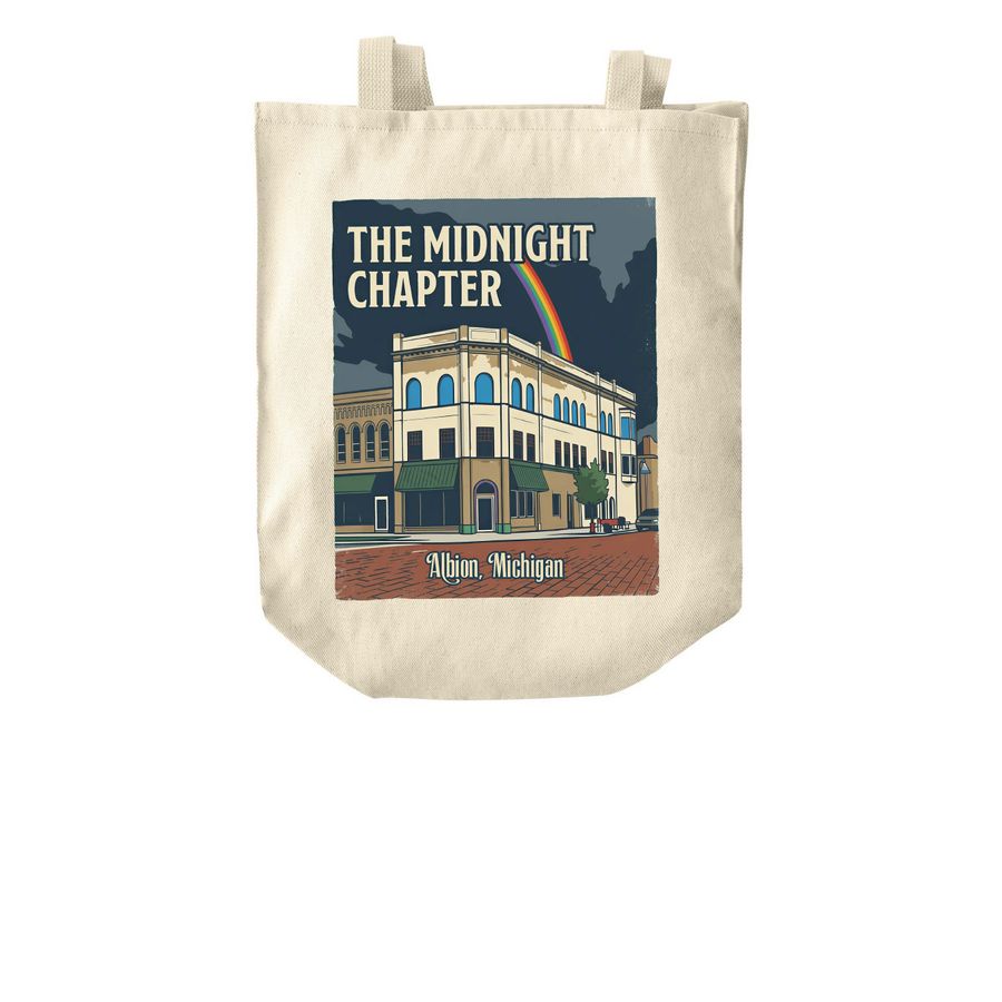 The Midnight Chapter Storefront Tote, a Natural Over-the-Shoulder Shopping Tote Bag