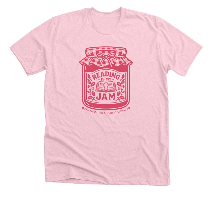 Reading is My Jam, a Heather Pink Premium Unisex Tee