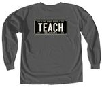 BW Tag Teacher, a Pepper Comfort Colors Long Sleeve Tee (back-view)