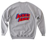 Ackie?s Army Super Ackie Shirt v2, a Sport Grey Softstyle Crewneck Sweatshirt (back-view)