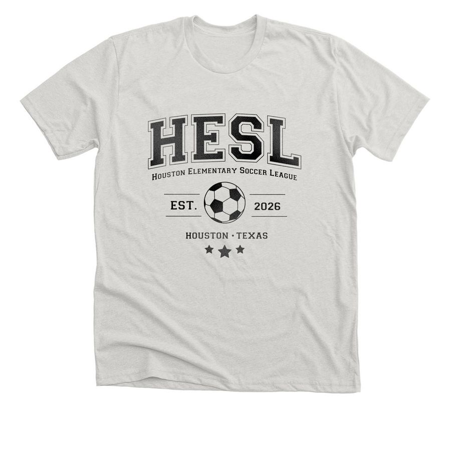 HESL Collegiate, a Heather Cement Premium Unisex Tee