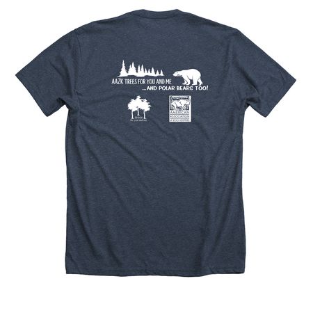 AAZK Trees for You and Me (TFYM) Fundraiser, a Heather Midnight Navy Premium Unisex Tee (back-view)