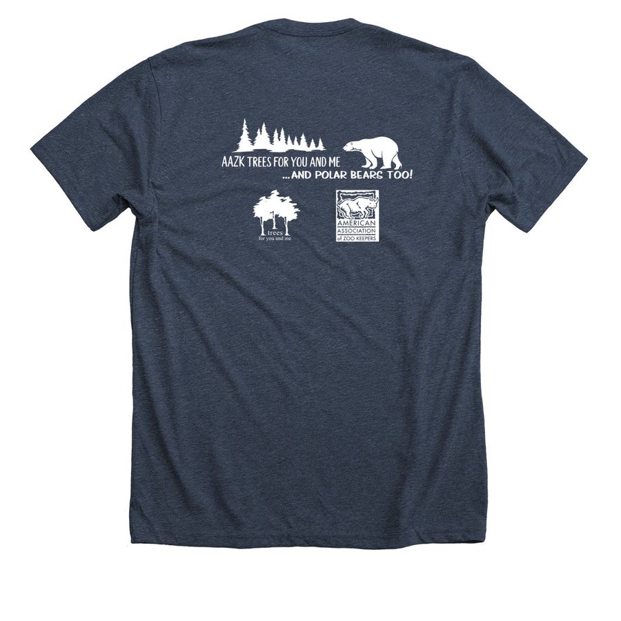 AAZK Trees for You and Me (TFYM) Fundraiser, a Heather Midnight Navy Premium Unisex Tee (back-view)